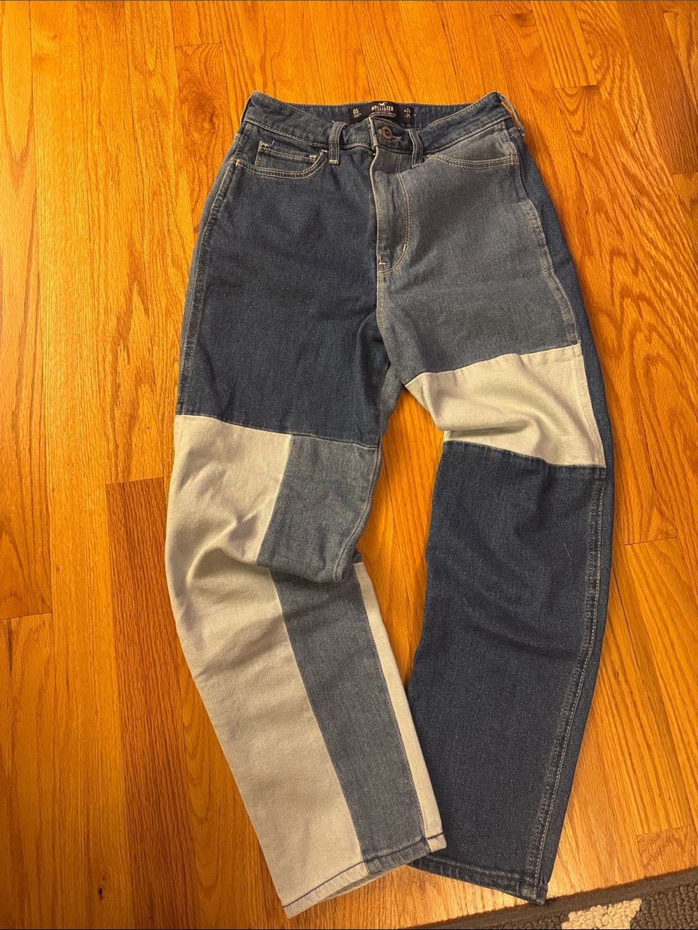 Patchwork Two-Tone Blue Men's Jeans